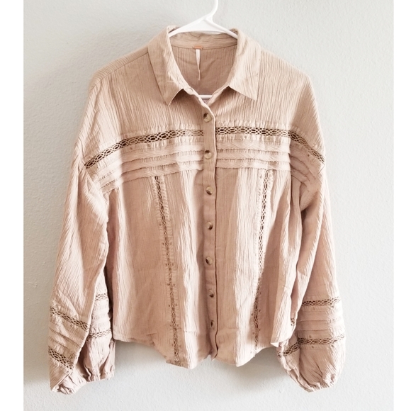 Free People Summer Stars Button Down in Stone - Picture 6 of 10